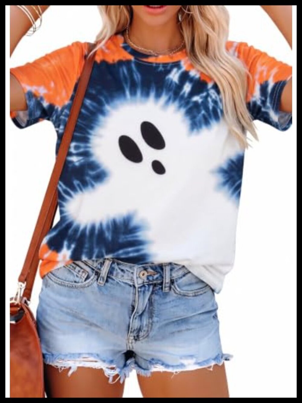 Halloween Shirt Womens Ghost Wildflowers Spooky Season Cotton Blend Tee